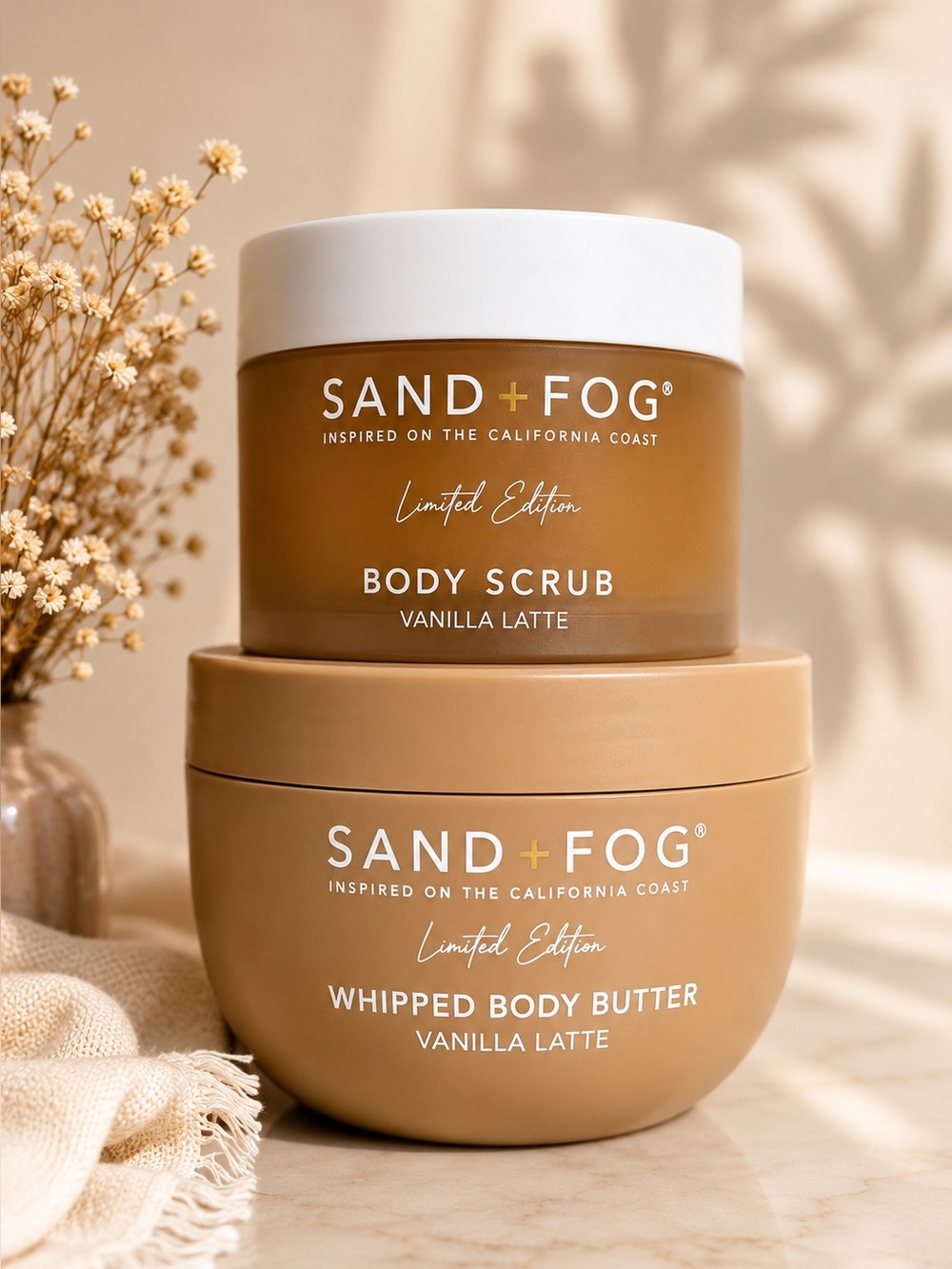 Sand + Fog Vanilla Latte Body Scrub & Whipped Body Butter Set limited edition